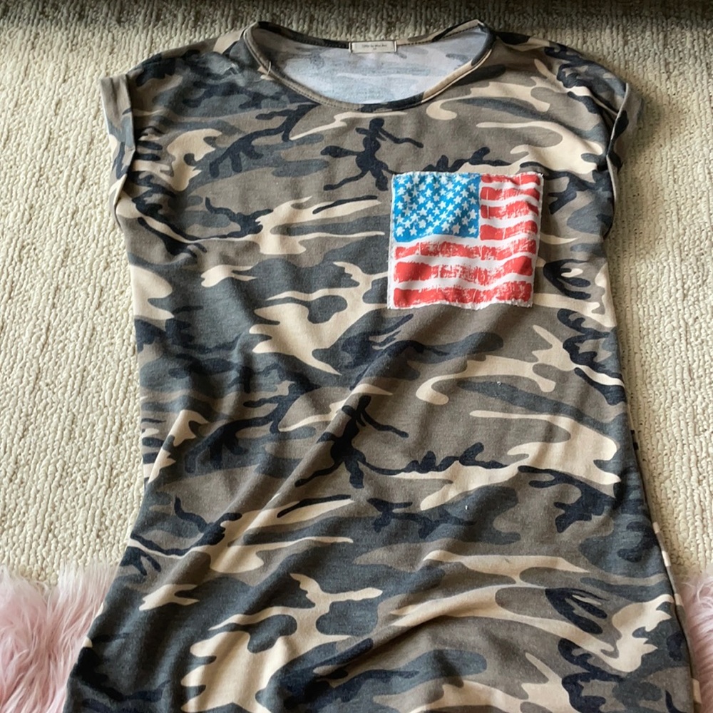 Camo American flag boutique top
